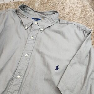 Polo Ralph Lauren Mens Gray Cotton Short Sleeve Button Down Shirt 4XB Big & Tall